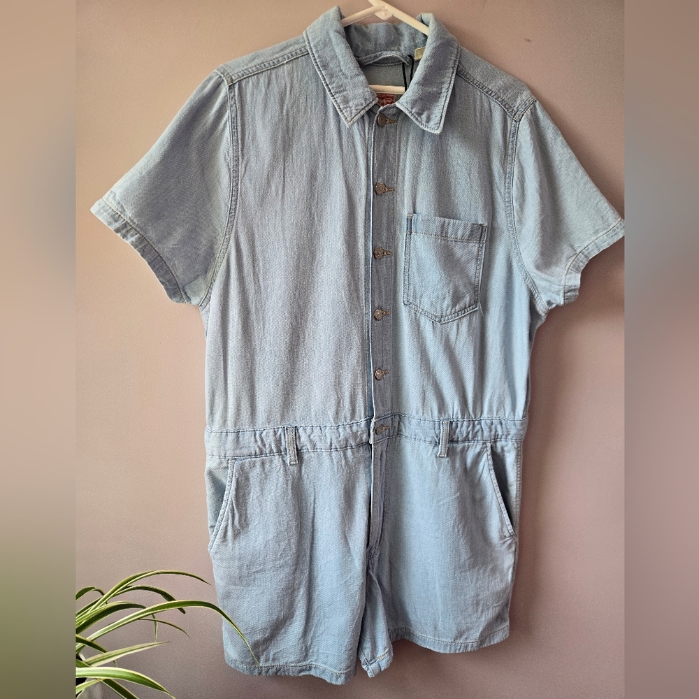 Levi’s Light Wash Denim Short Sleeve Romper - Size XL